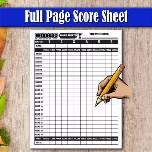 Phase 10 Card Game Score Sheet