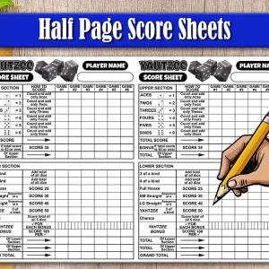 Yahtzee Score Card Sheet