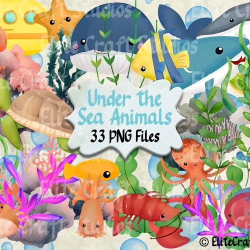 Cute illustrated sea creatures ideal for kids’ crafts, printables, and learning tools.