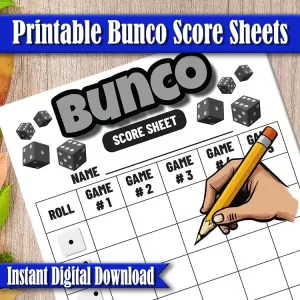 Bunco Game Scoresheets