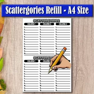 Scattergories Replacement Sheets