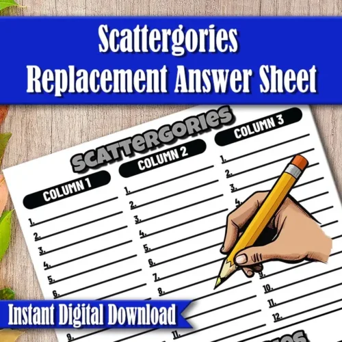 Printable Scattergories answer sheet refill for the classic word game