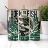 Skinny tumbler design featuring bass fish and “Forced to Work” quote, made for fishing dads