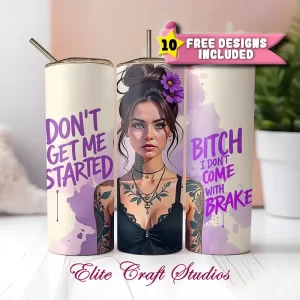 Sassy tumbler wrap PNG design for 20oz cups with attitude and personality, ideal for sublimation projects.