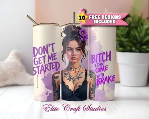 Sassy tumbler wrap PNG design for 20oz cups with attitude and personality, ideal for sublimation projects.