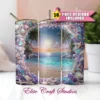 Printable tumbler wrap featuring a detailed seashell beach scene for sublimation crafting.