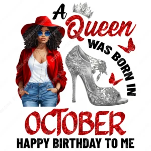 October Birthday Queen Silver PNG Design