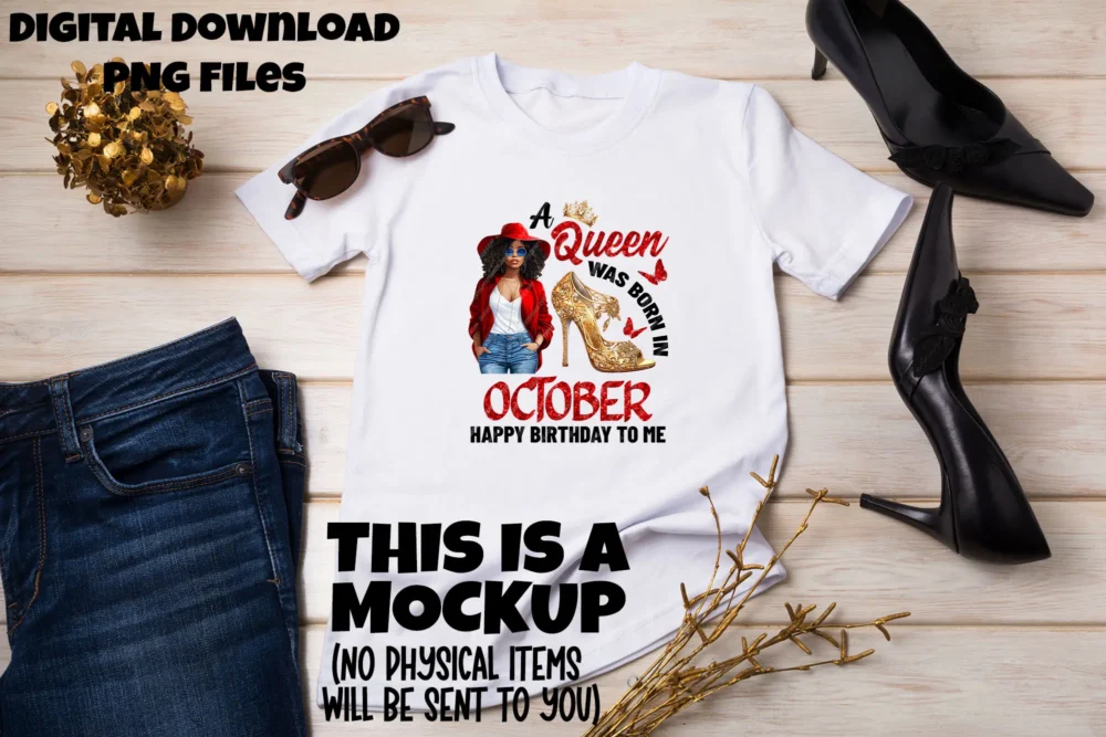 A white t-shirt with the PNG design on a flat layout with white text.