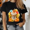 Instant download fall sublimation PNG design with sunflower pumpkin, buffalo plaid bow, and iced coffee
