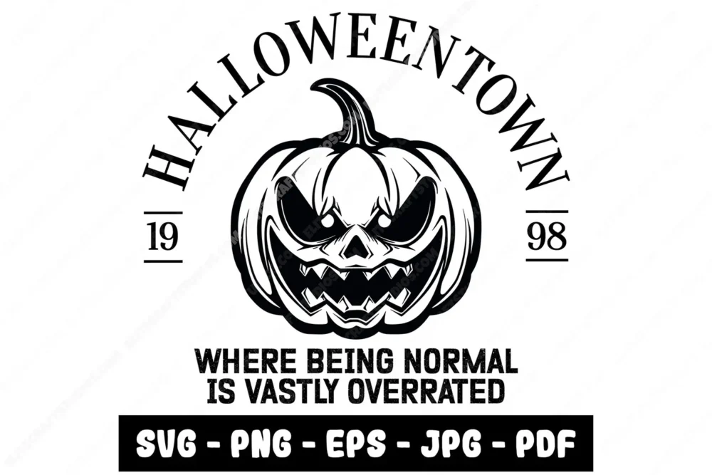 🎃 Halloween Town 1998 SVG design with scary pumpkin and quote watermark