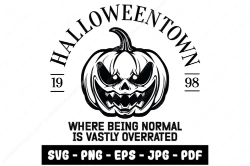 🎃 Halloween Town 1998 SVG design with scary pumpkin and quote watermark