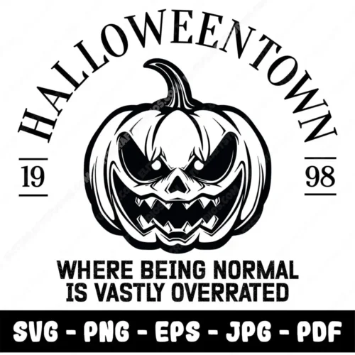 🎃 Halloween Town 1998 SVG design with scary pumpkin and quote watermark