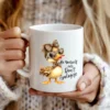 Woman holding white mug with Be Yourself PNG duck design