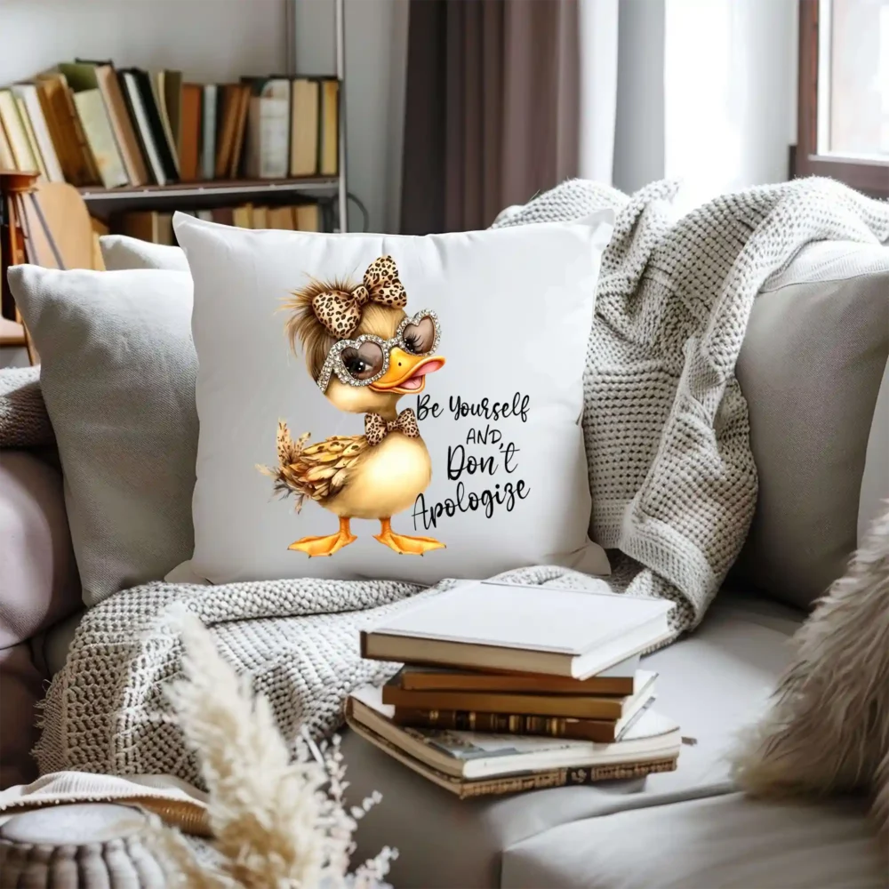 White pillow featuring Be Yourself PNG artwork