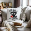 White pillow with I Don’t Like Morning People sarcastic dog design