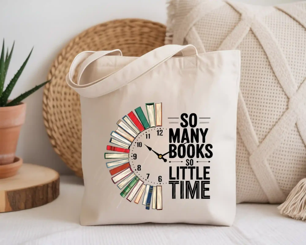 Tote bag with retro book lover PNG design