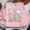 Easter Teacher Coquette PNG featured on a light pink top