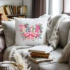 Decorative pillow with a 3D knitted teacher design