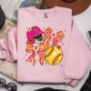 Light pink sweatshirt featuring a trendy floral softball bow PNG