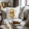 Cute peeking highland cow pillow with farmhouse style cow artwork