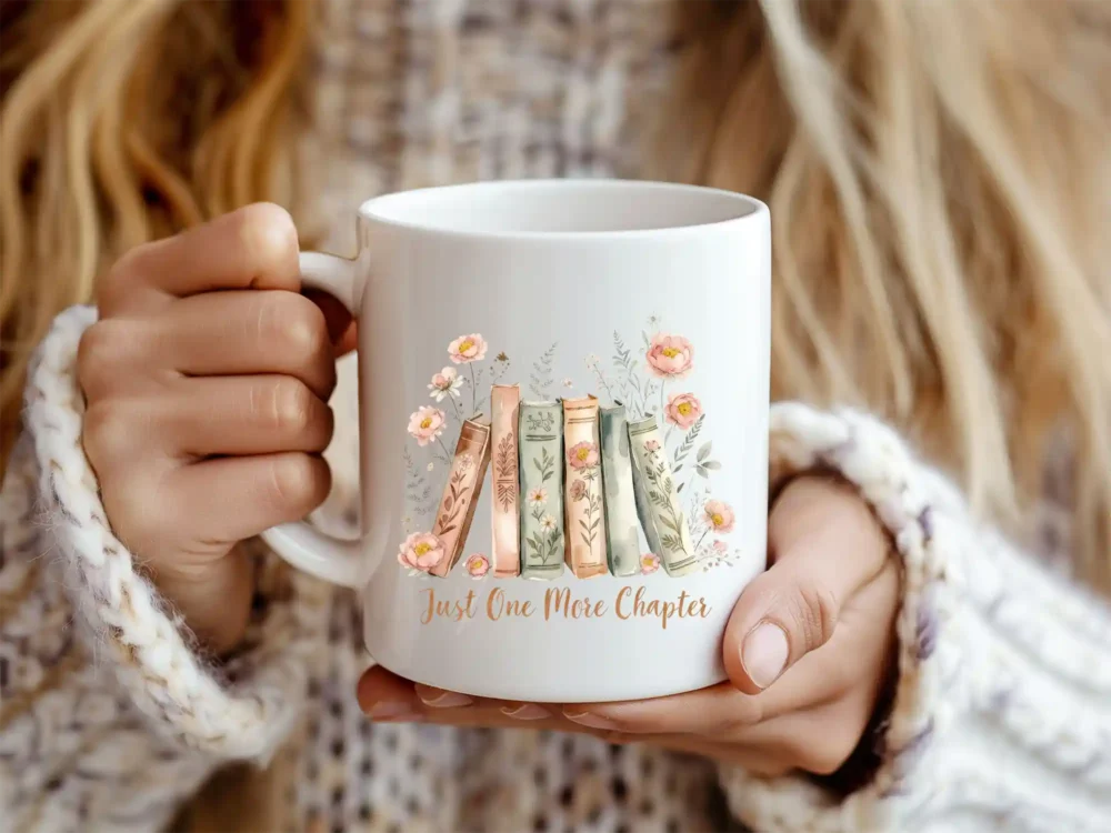 Book lover quote design on white mug