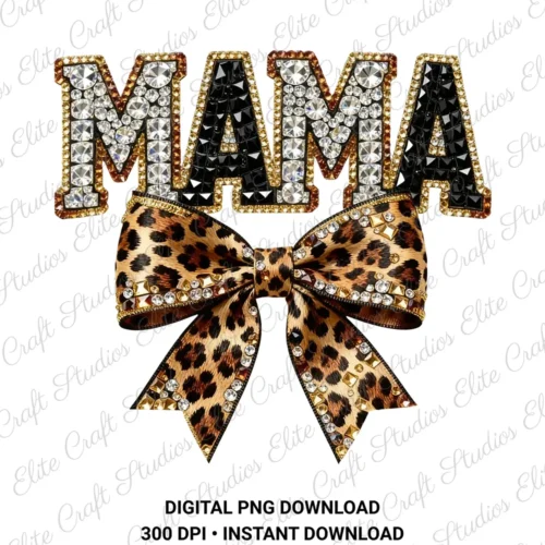 Leopard Bling Mama Digital PNG Download
