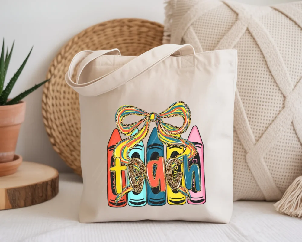 Canvas tote bag featuring a vibrant leopard marker design