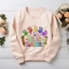 Colorful Little Reasons Teacher PNG featuring handprints, crayons, and school doodles