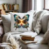 Decorative pillow with a Boho Sunset Butterfly PNG print