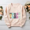 Colorful Neon Checkered TEACH PNG typographic design for school sublimation