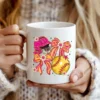 Softball Coquette PNG design printed on a white ceramic coffee cup