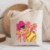 Canvas tote bag with a high-quality softball coquette sublimation print