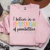 Pastel pink sweatshirt with a Spectrum of Possibilities PNG