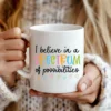 White coffee mug with a Spectrum of Possibilities PNG print