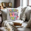 Decorative holiday pillow with a Teaching My Favorite Peeps PNG print