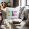 Decorative classroom pillow with a teacher sublimation print