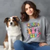 Girl and dog with a grey Teaching My Favorite Peeps PNG shirt