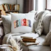 Decorative school pillow with a Latch Hook Teacher PNG print