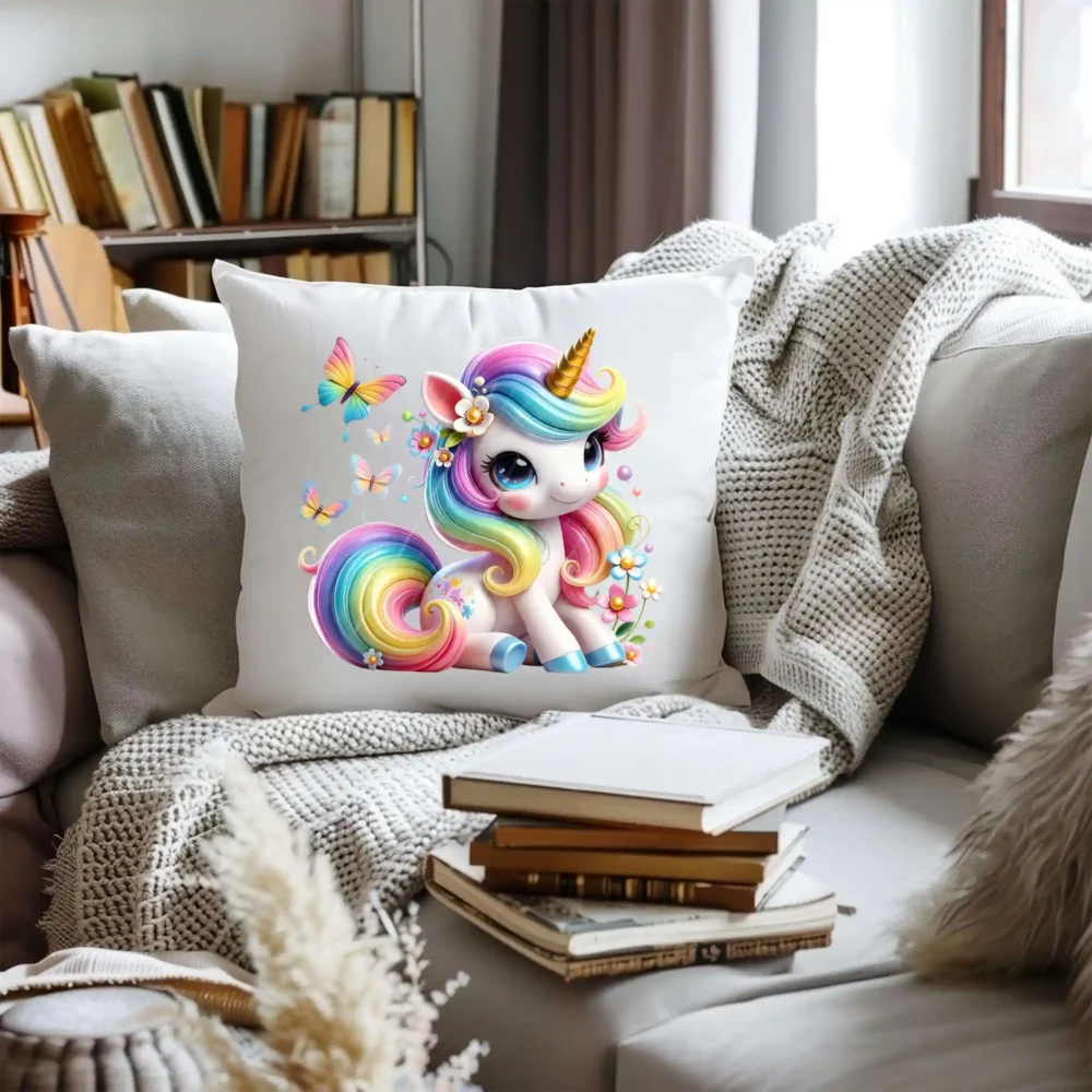 Cute unicorn sublimation design pillow design with butterflies
