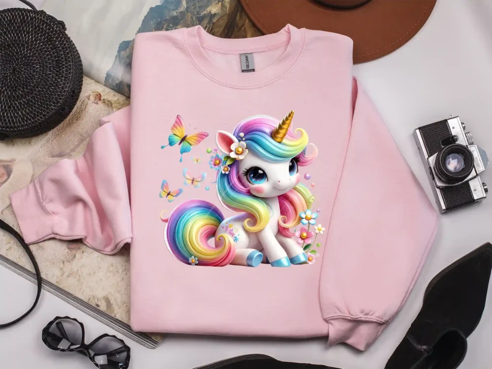 Pink sweatshirt with unicorn sublimation design