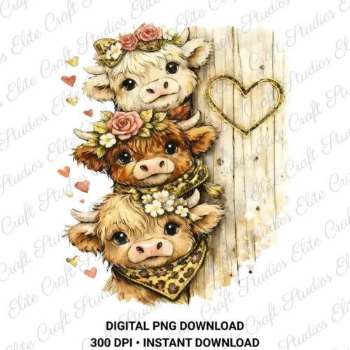 Valentine Cow Digital PNG Download