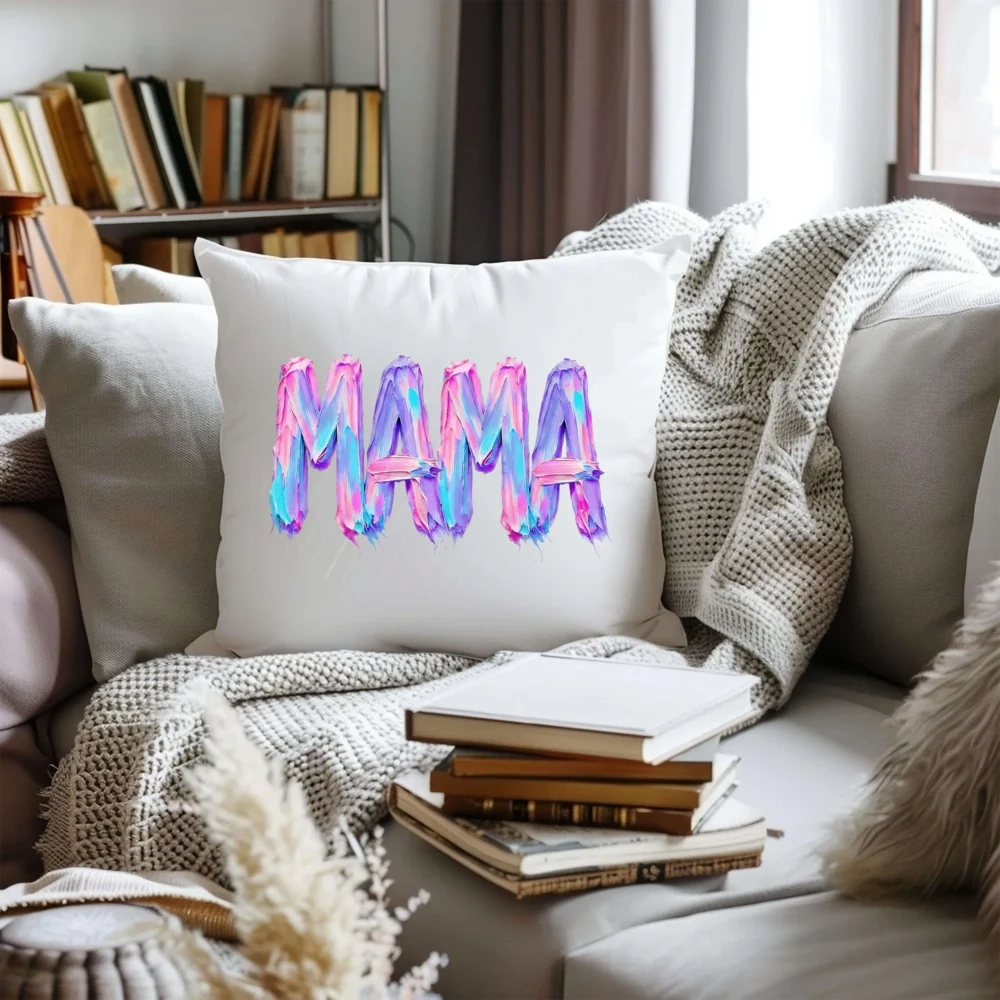 Decorative pillow with a chunky paint style MAMA design
