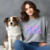 Girl and dog with a grey MAMA Hand Painted PNG hoodie