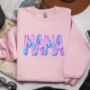 MAMA Hand Painted PNG featured on a light pink top