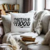 Decorative throw pillow with a trendy mama png motherhood print
